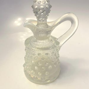 Vintage Opalescent Hobnail Glass Cruet