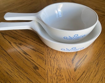 Corning Ware Vintage Blue Cornflower Pans - Set of 2