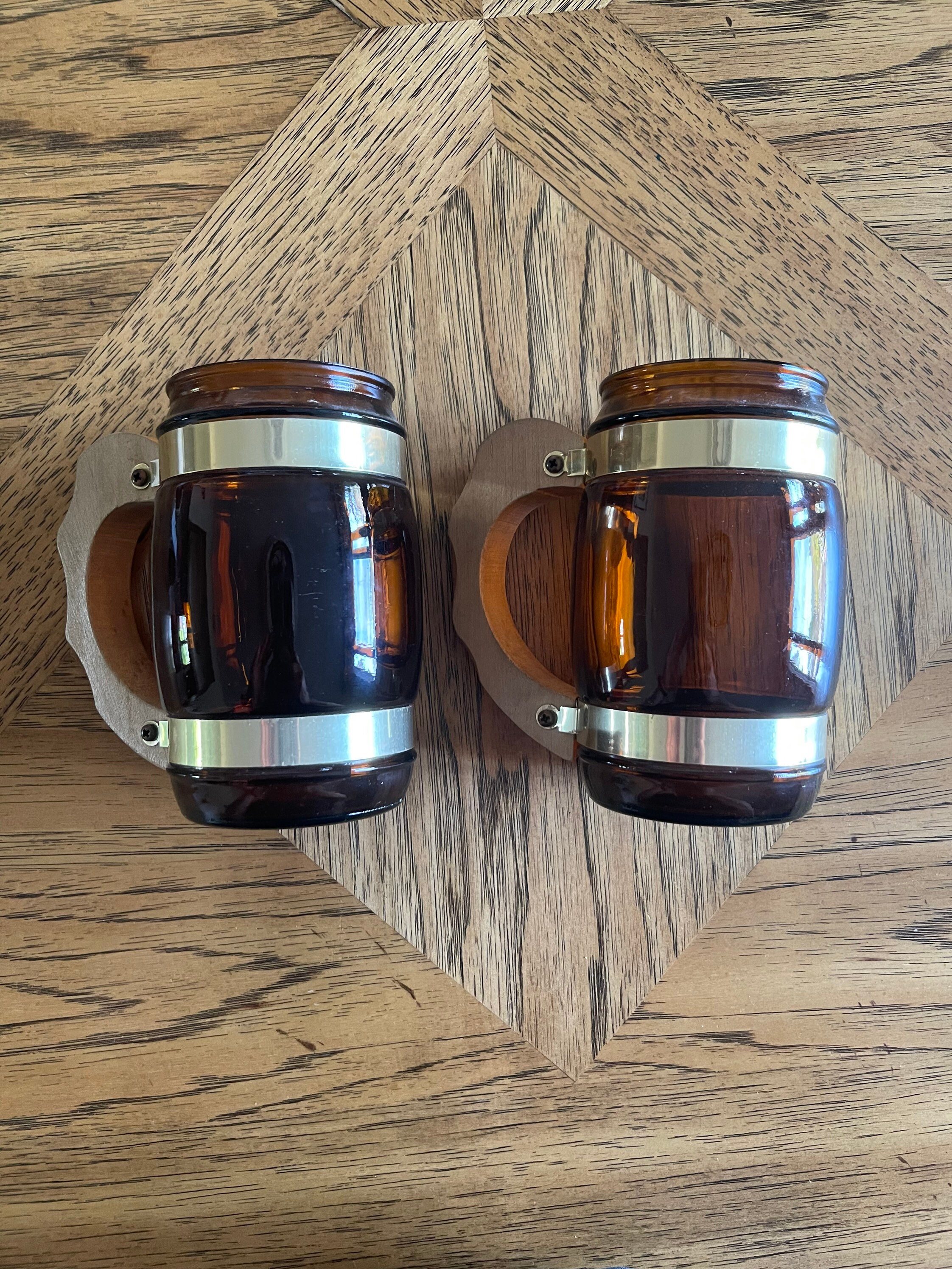 Long Branch Saloon Boot Hill Dodge City Kansas Vintage Siesta Ware Souvenir  Mug Brown Glass With Wooden Handles 