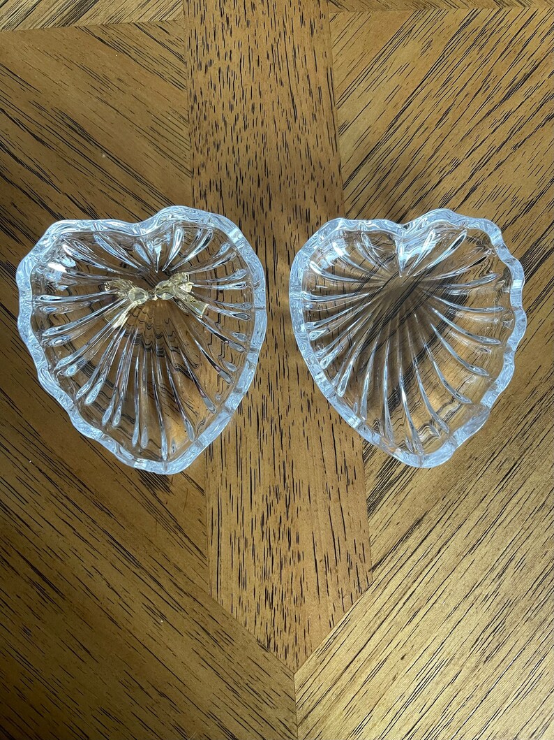 Vintage Lead Crystal Heart With Lid Trinket Box Jewelry Etsy