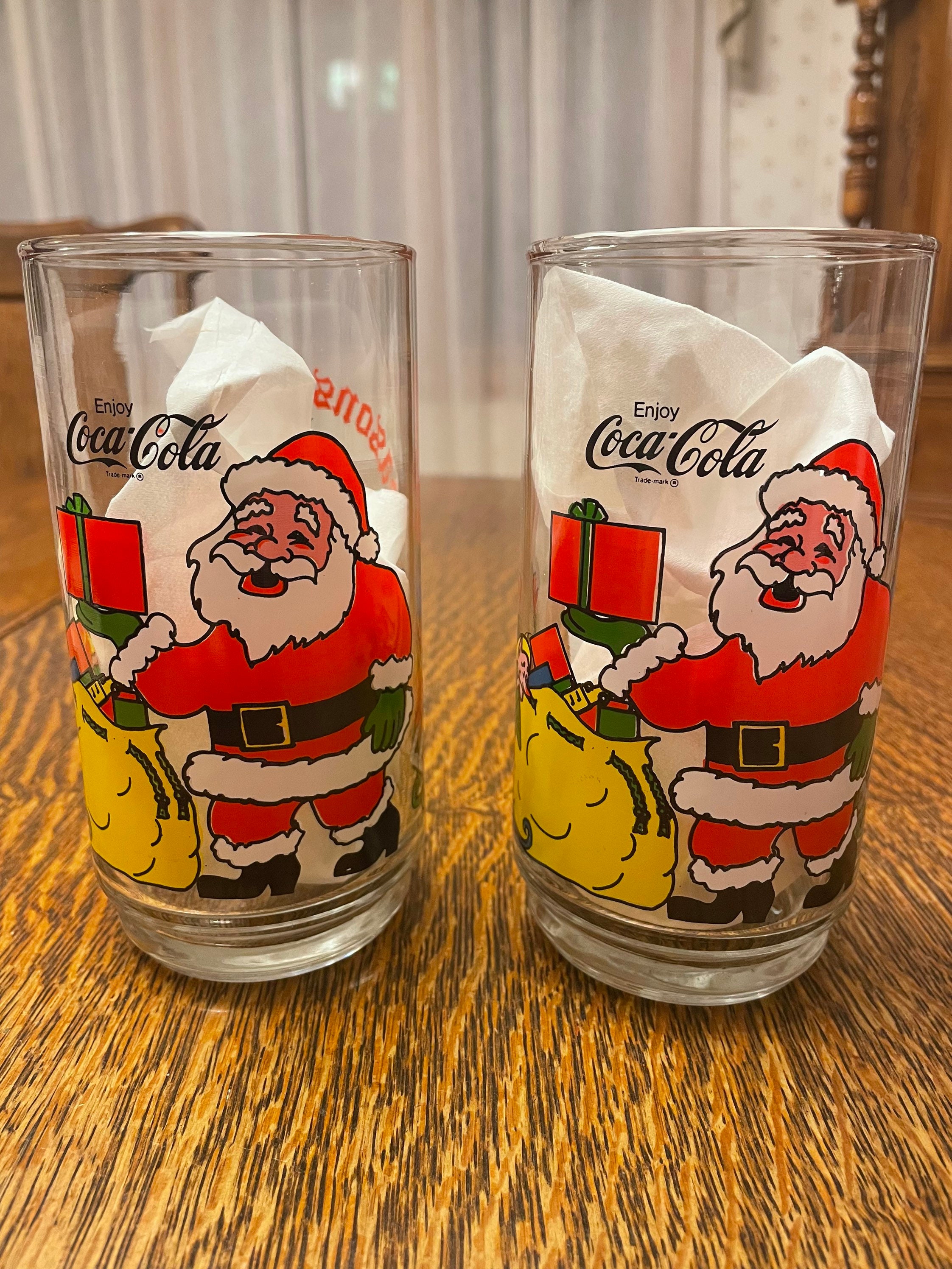 Coca-cola Christmas Santa Glass Drinking Glasses - Etsy