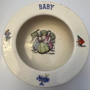 Antique Stoneware Baby Bowl - Czechoslovakia