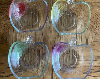 Set of 4 Vintage Glass Apple Dishes