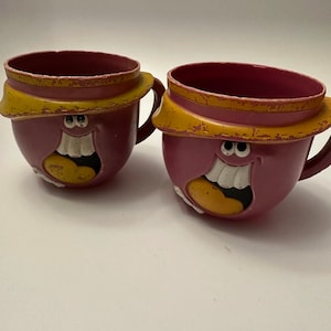 Vintage Pillsbury ‘Rudy Tutti Frutti’ Funny Face Mug plastic cup set of 2 - 1974