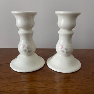 Vintage Pfaltzgraff Stoneware Pottery - Tea Rose Candle Stick Holders