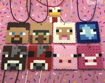 Perler Minecraft Friendly Mobs / NPC Necklaces