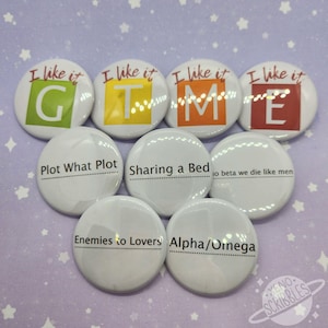 Ao3 Fanfic Fanfiction Writer / Reader 1.5" Pin Buttons + Sparkle and Holographic Designs