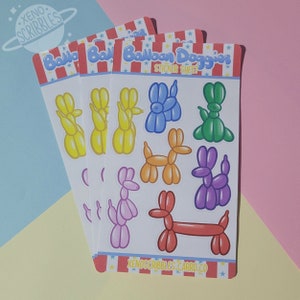Colorido Globo Perro Animal Kidcore Papelería Penpal Diario Matte Sticker Sheet