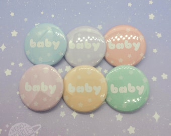 Baby Pastel Fairy Kei Aesthetic Age Regression Cute 1.5" Pin Buttons