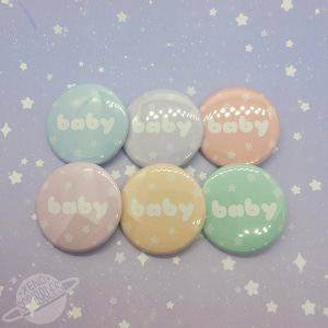 Baby Pastel Fairy Kei Aesthetic Age Regression Cute 1.5" Pin Buttons