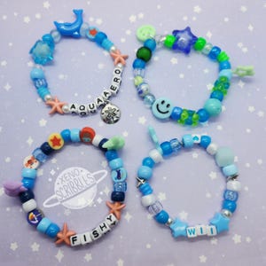 Frutiger Aero Aqua Aero Futuristic Beachy Underwater Ocean Aesthetic Single Kandi Cute Charm Bracelets