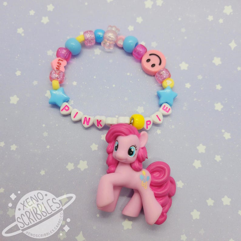 My Little Pony MLP FIM Mini Figure Glitter Sparkley Colorful Single Kandi Cute Charm Bracelets Pinkie Pie