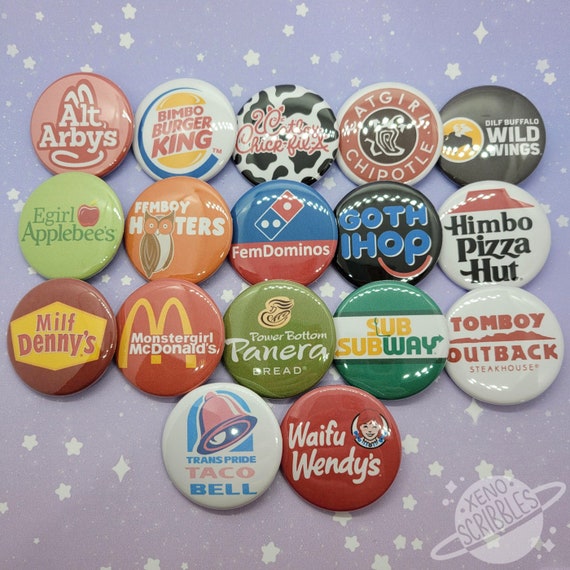 Femboy Hooters & Co. Meme Restaurants 1.5 Pin Buttons 