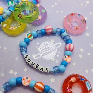Pool Float Swim Ring Inflatable Intertube &quot;Squeak&quot; Colorful Single Kandi Charm Bracelets