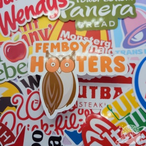 Femboy Hooters & Co. Meme Restaurants Glossy Vinyl Stickers