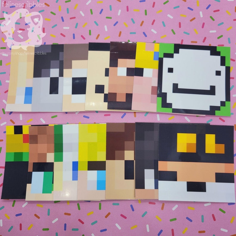 Dream SMP Youtubers Minecraft Skin Face Glossy Vinyl Stickers (Set 1) 