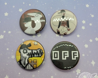 OFF RPG Mortis Ghost The Batter Fanart 1.5” Pin Buttons + Sparkle and Holographic Designs