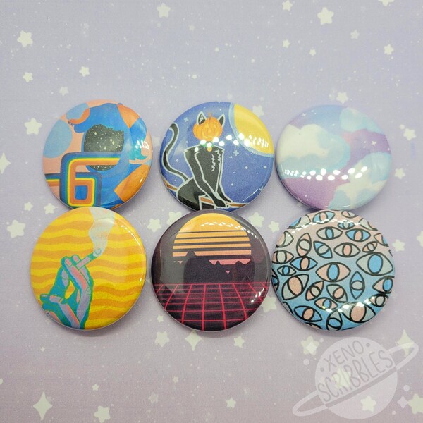 Original Art Designs | Paintings and Digital Artwork | 1.5" Pin Buttons