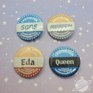 Tumblr Sexyman Sexywoman Tournament &quot;I Voted&quot; Parody Buttons | 1.5&quot; Pin Buttons + Sparkle and Holographic Designs