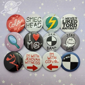 Eddsworld Inspired Character 1.5&quot; Pin Buttons | WTFuture, Edd, Tom, Matt, Tord, Red Leader + Sparkle and Holographic Designs