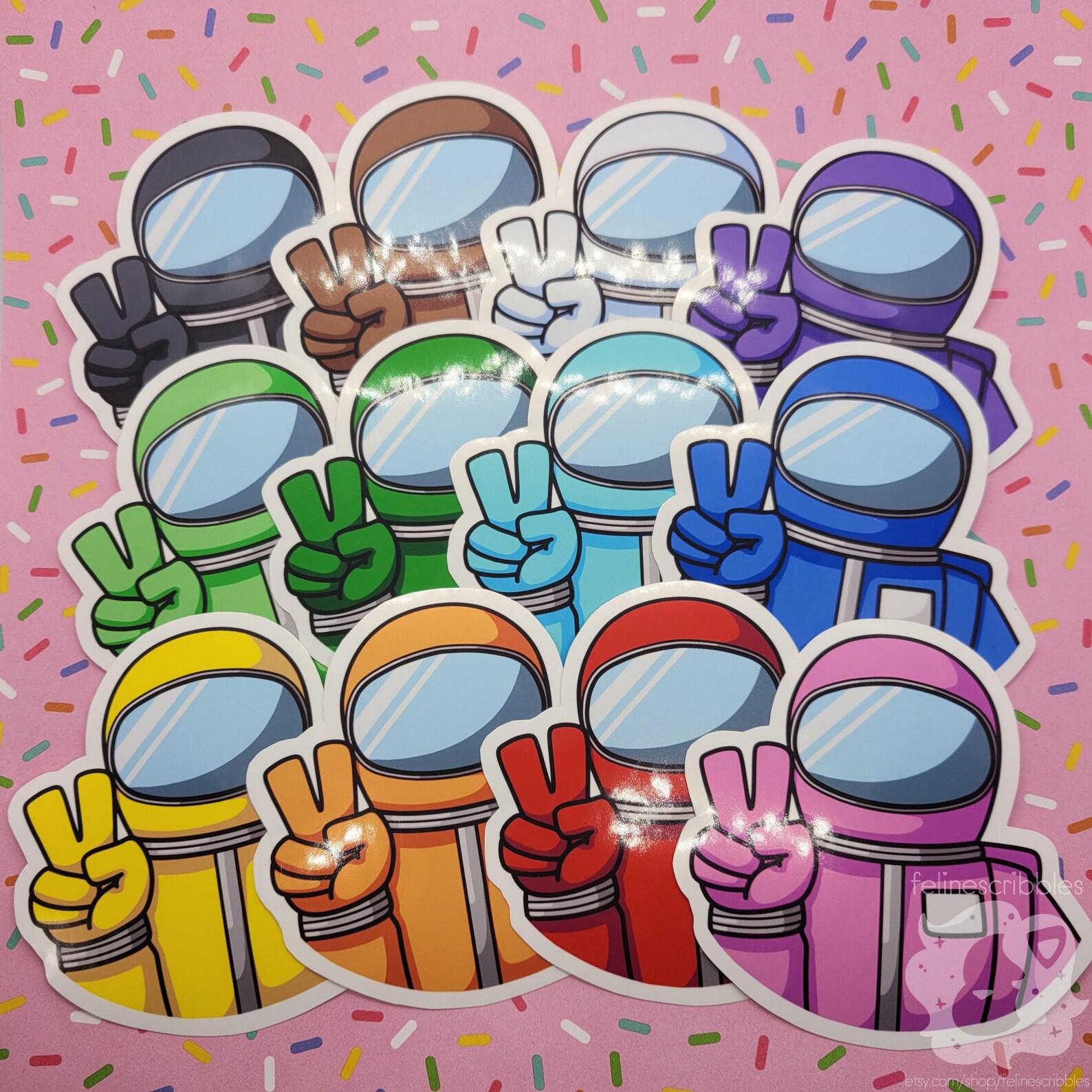 Download Rainbow Colorful Peace Sign Astronaut Glossy Vinyl ...