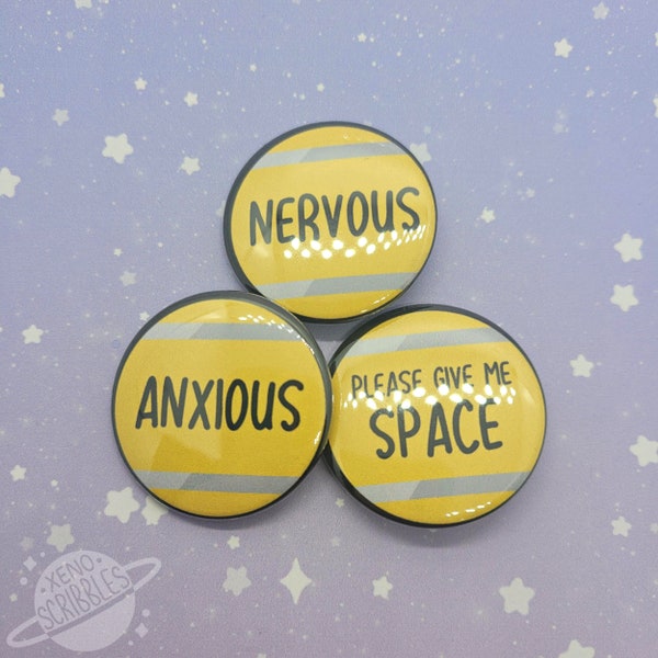 Nervous | Anxious | Please Give Me Space Dog Vest 1.5" Pin Buttons