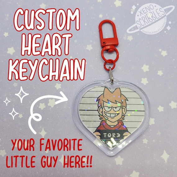 Custom Character / Image Heart Shaped Keychains | Double-sided + 15 Clasp Color Options | Fandom, Comfort Character, Memes