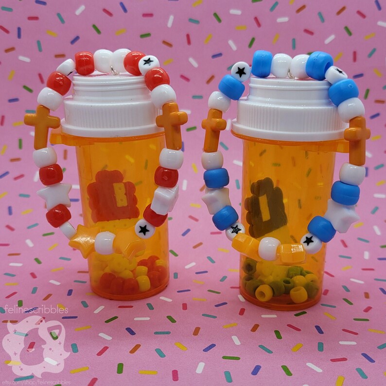 Upcycled Pill Bottle Medicalcore Kandi Beaded Bracelets Etsy