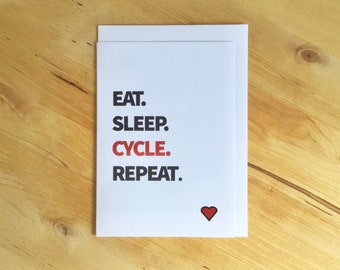 Cycling card, card for cyclists, Eat. Sleep. Cycle. Repeat.