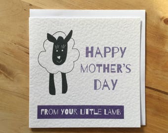 Little Lamb Mother's Day Card, mother's day card, sheep card, lamb card, funny mother's day card,