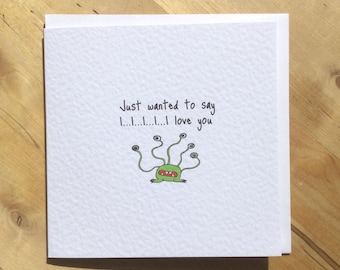 I love you funny monster card