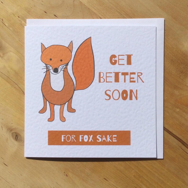 Funny for fox sake get better soon, get well greeting card imagem 7