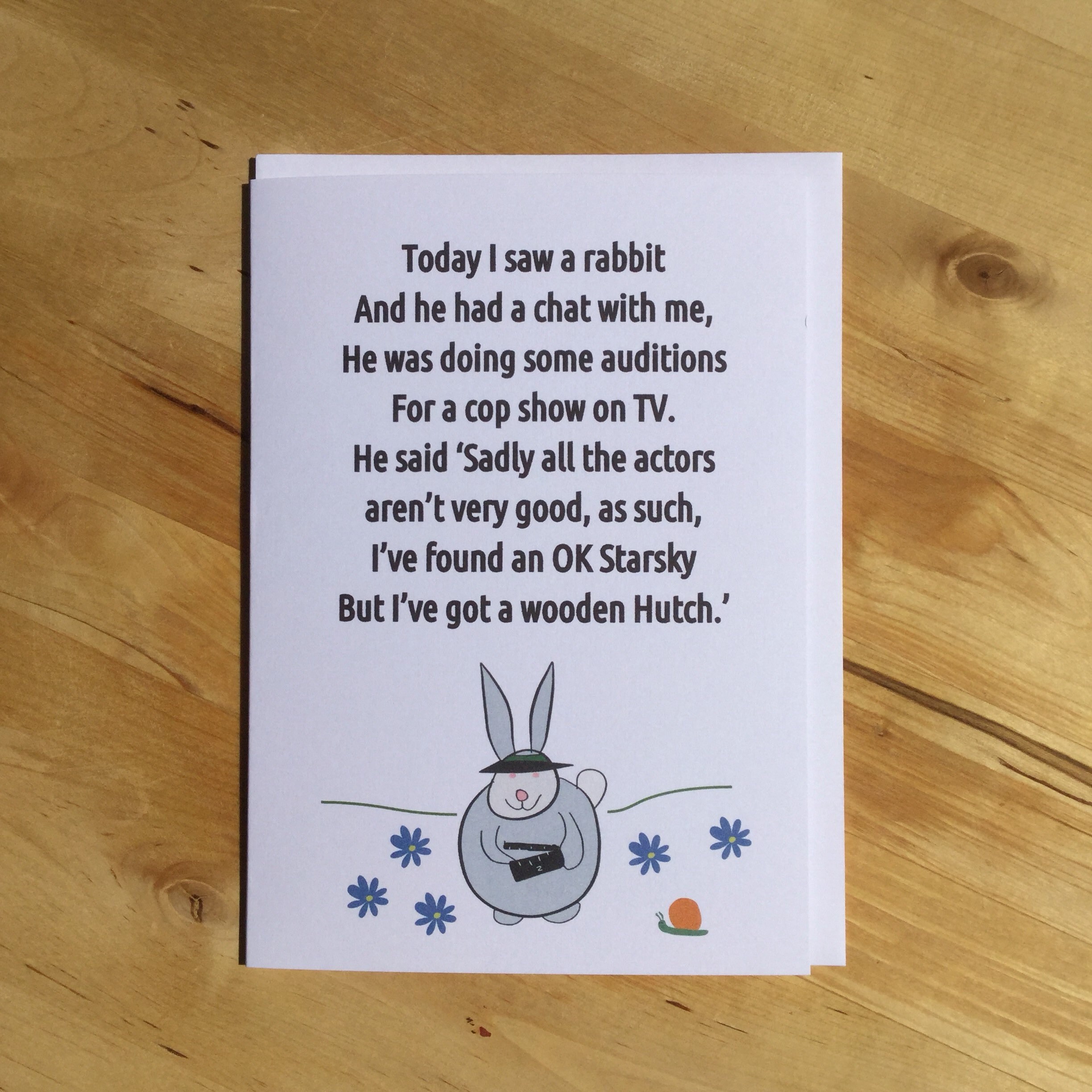 Starsky and Hutch card funny rabbit card funny rabbit poem Etsy