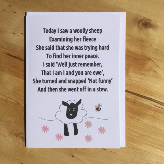 Funny sheep card finding peace card sheep poem sheep poem Etsy