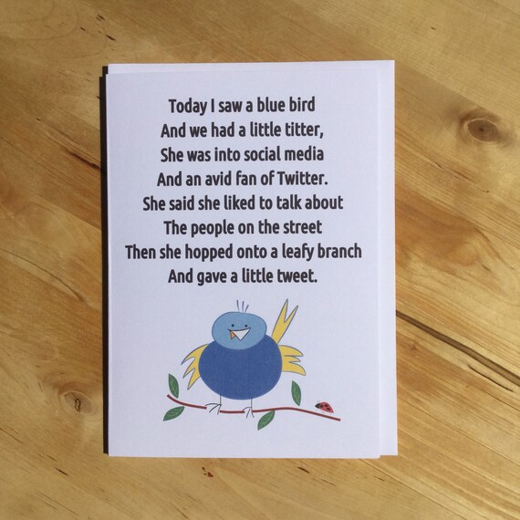 Lustige Twitter Gedicht Social Media Karte Twittern Karte Etsy