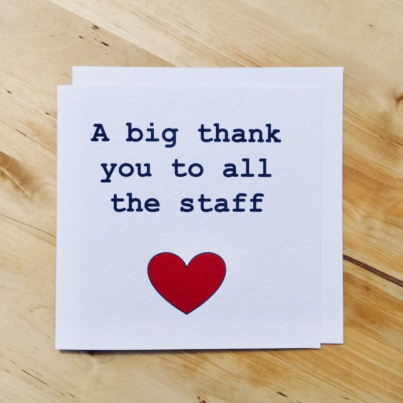Thank You Staff Card, Staff Appreciation Card, Staff Card, Hospital