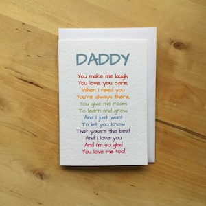 Tarjeta con poema "Te amo papá"
