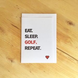 Carte de golf, carte pour golfeurs, Eat. Dormez. Golf. Répétez l'opération.