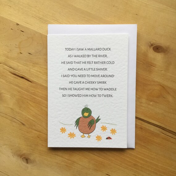 Lustige Twerking Ente Gedicht Karte Etsy