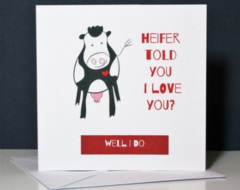 Funny heifer cow love you card