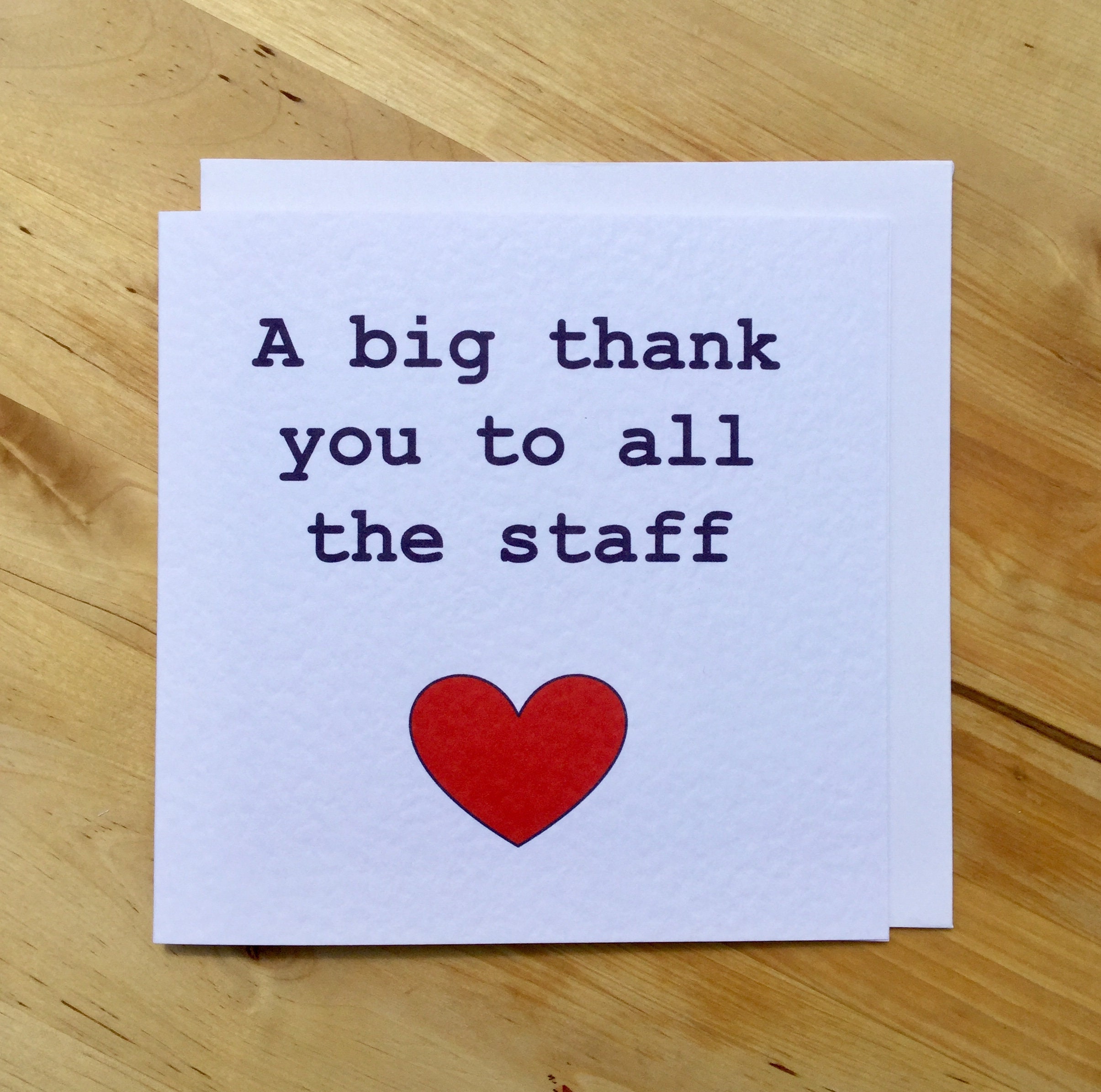 Thank you staff card staff appreciation card staff card Etsy