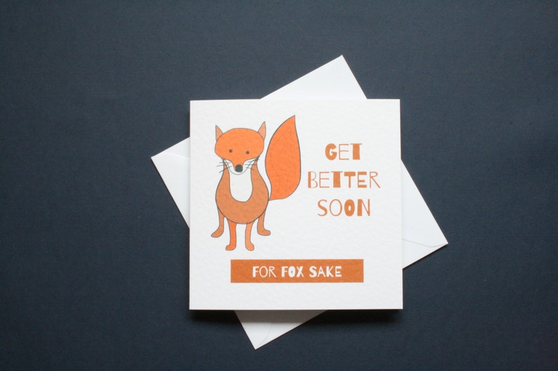 Funny for fox sake get better soon, get well greeting card imagem 13