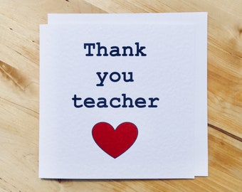 Thank you teacher card, teacher appreciation, teacher card, teacher thanks, card for teacher,  personalised teacher card
