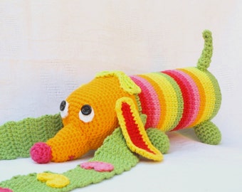 Perro salchicha de crochet, funda para botella de agua para niños, funda para botella de agua para perros, patrón de crochet para funda para botella de agua, patrón PDF