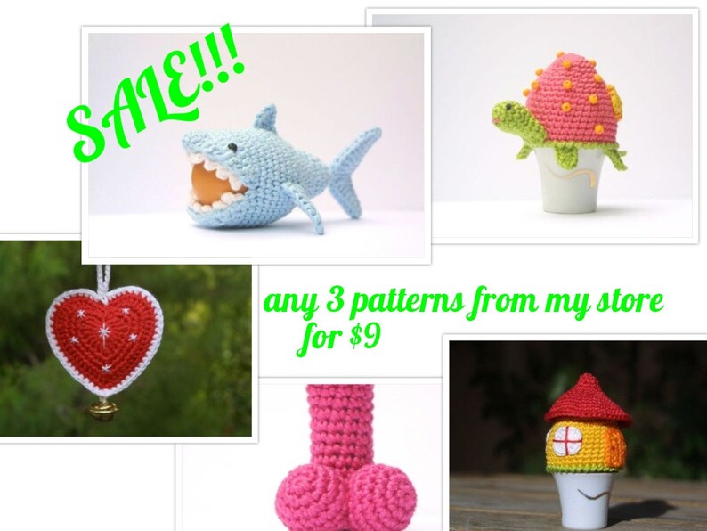 SALE choose ANY 3 PDF patterns from my store for 9USD only!!!
