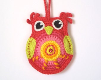 Patrón de búho de crochet, descarga instantánea, búho colorido, adorno, búho feliz, patrón en PDF