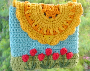Patrón de bolso de crochet, bolso de flores, patrón PDF, bolso de niña, bolso de niño