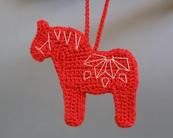 Crochet Dala Horse Christmas Ornament Pattern