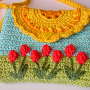 Crochet bag pattern, flower purse, PDF pattern, girls' purse, Kids' bag image 4