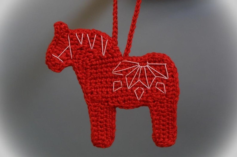 Crochet Dala Horse Christmas Ornament Pattern image 2